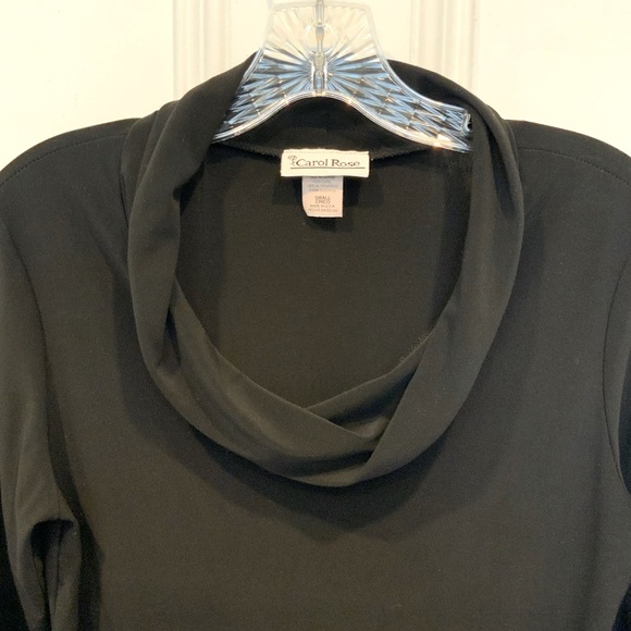 Carol Rose Cowl Neck Black Blouse with 3/4 Sleeves - Size S - Picture 2 of 3